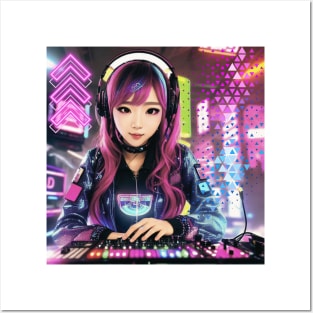 Female DJ Japanese Cyberpunk Vibes! Posters and Art